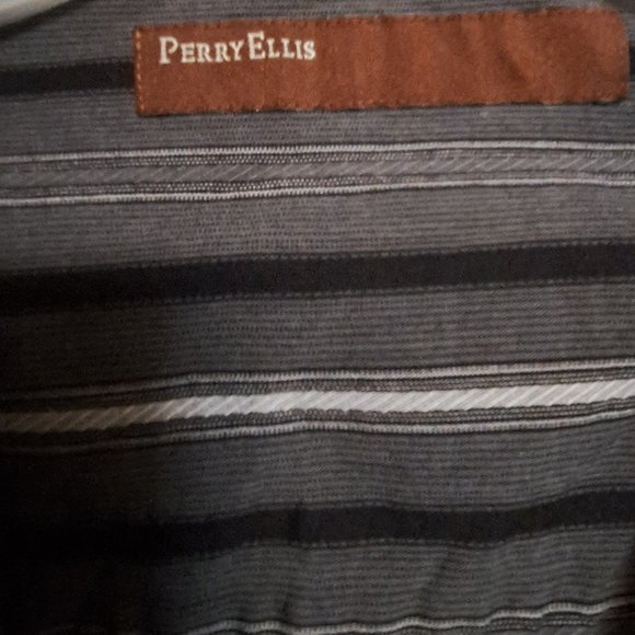 PERRY ELLIS DRESS SHIRT, Long Sleeves Striped XXL - Picture 6 of 7